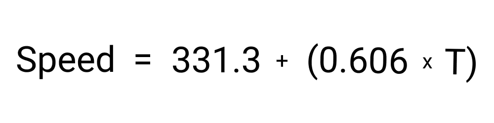 An image showing the formula for calculating the speed of sound.